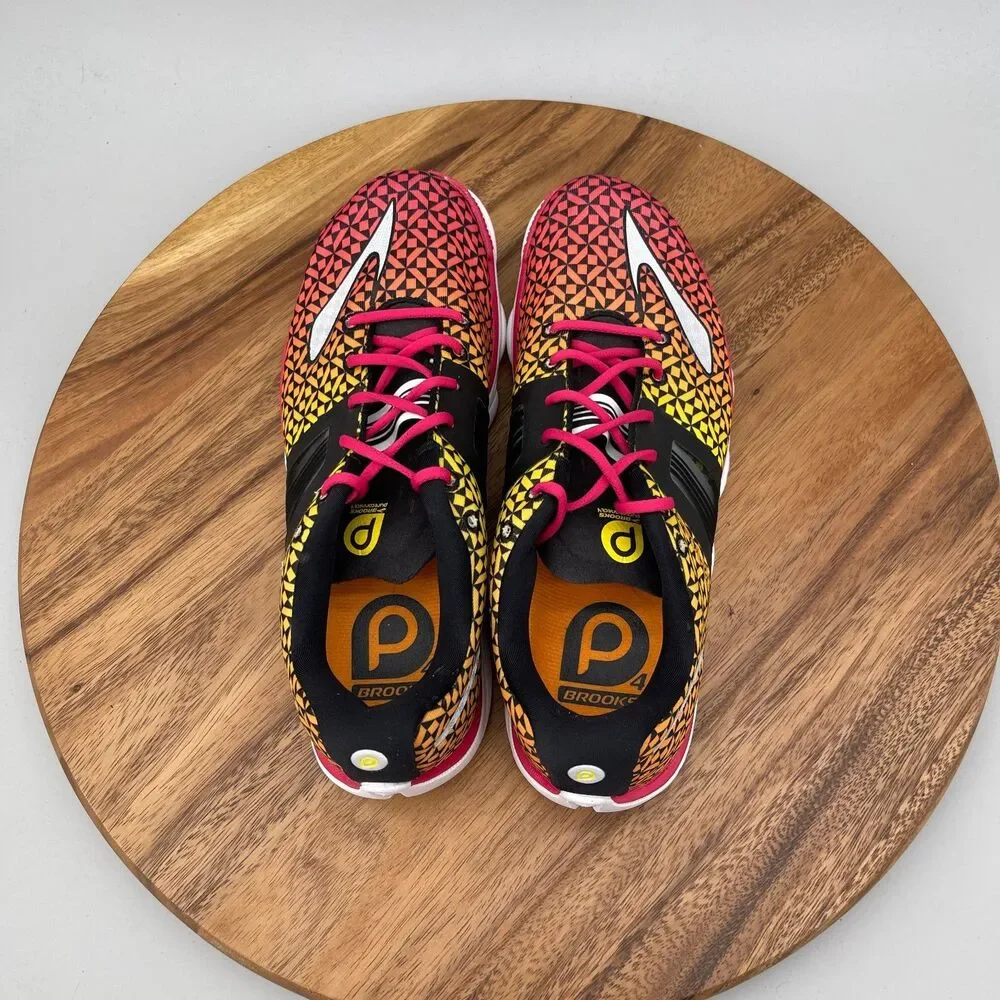 Brooks Pure Connect 4 Shoes Womens Size 10 B Yellow Orange Running Comfort